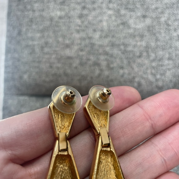 Vintage Christian Dior Black Enamel and Crystal Earrings - Picture 4 of 4